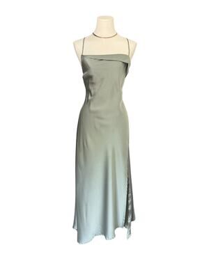 ASTR The Label Gaia Sage Satin Cowl Slip Midi Dress M